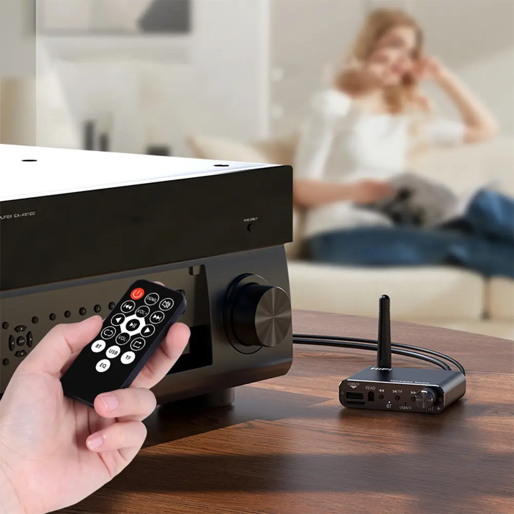 Bluetooth-Compatible 5.4 Wireless Audio Adapter 3.5mm AUX Music Receiver Support U-Disk Playback TF Card for TV Car Speaker