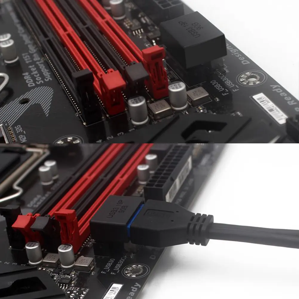 USB Header Adapter for Computer Motherboard USB 3.0 19P 20P 90 Degree Plug-in Converter for Mainboard Connection