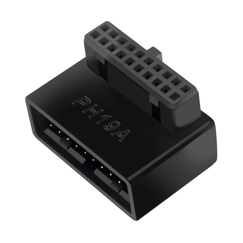USB Header Adapter for Computer Motherboard USB 3.0 19P 20P 90 Degree Plug-in Converter for Mainboard Connection