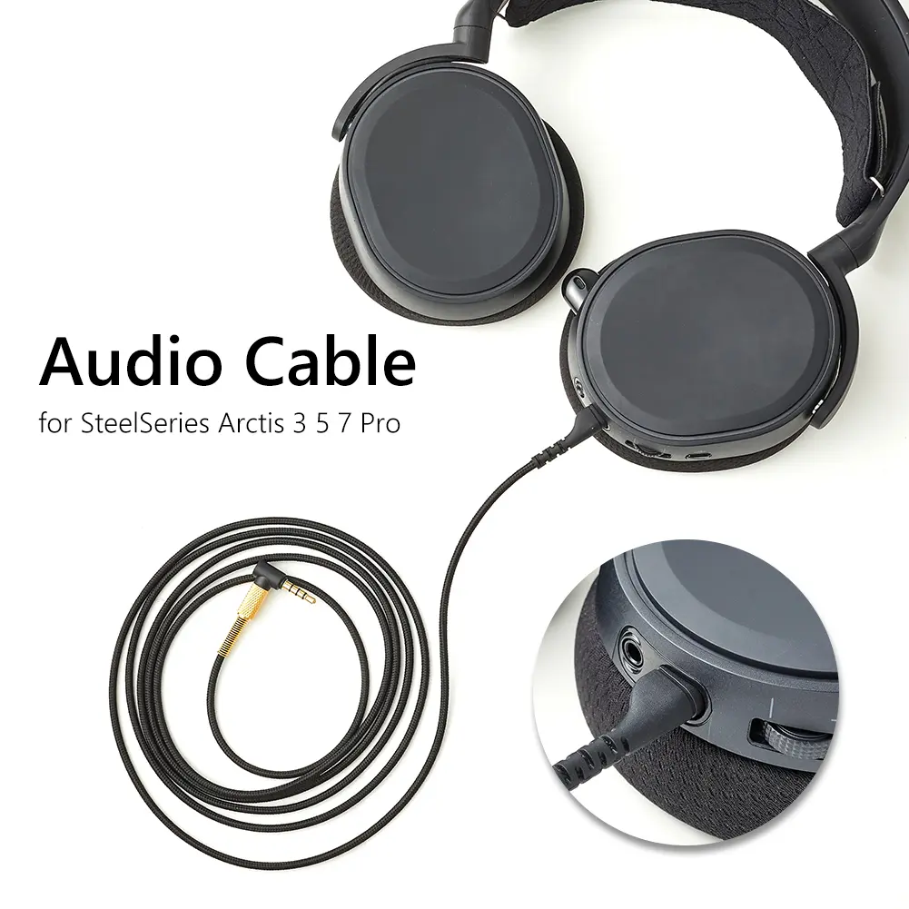 Game Headphone Audio Cable Flexible Gaming Headset Audio Cable Extension Cord Replacement for SteelSeries Arctis 3 5 7 Pro