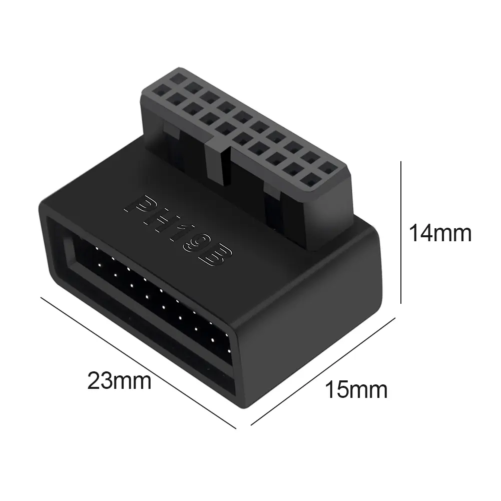 USB Header Adapter for Computer Motherboard USB 3.0 19P 20P 90 Degree Plug-in Converter for Mainboard Connection