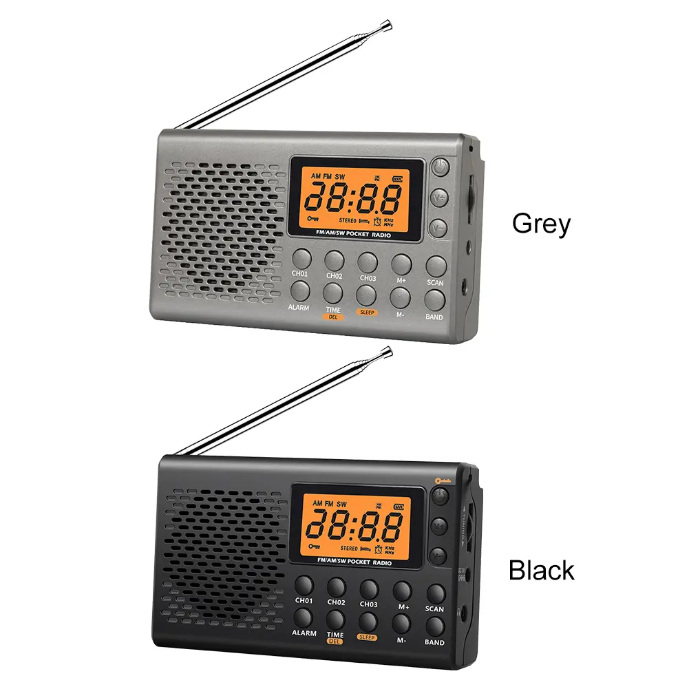 Portable Radio Digital Display AM/FM Shortwave Radio with Sleep Timer and Alarm Clock Function Pocket Radio for Home Outdoor