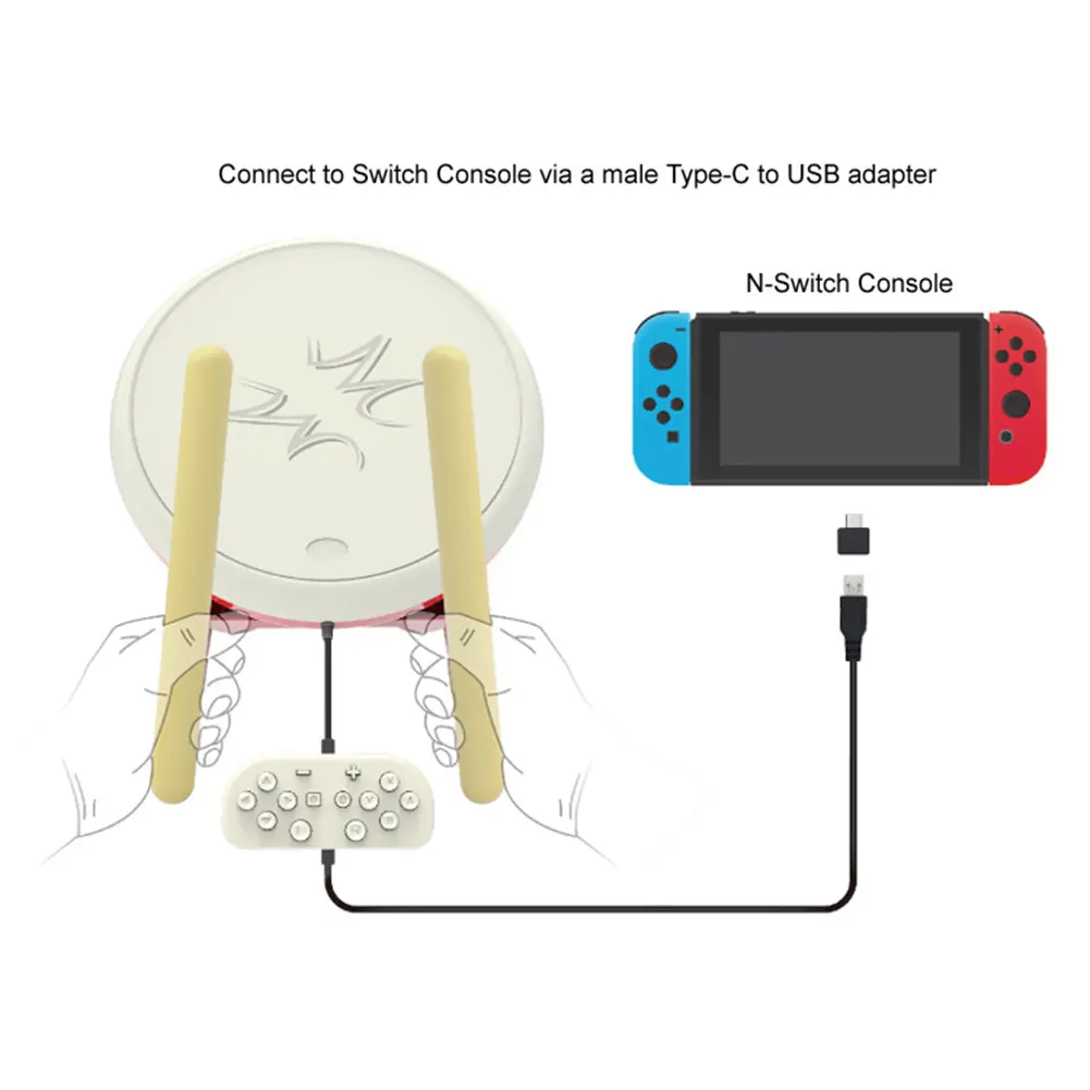 Nintendo Switch Taiko No Tatsujin Gaming Drum with Drumsticks Wired Controller for Ultimate Fun