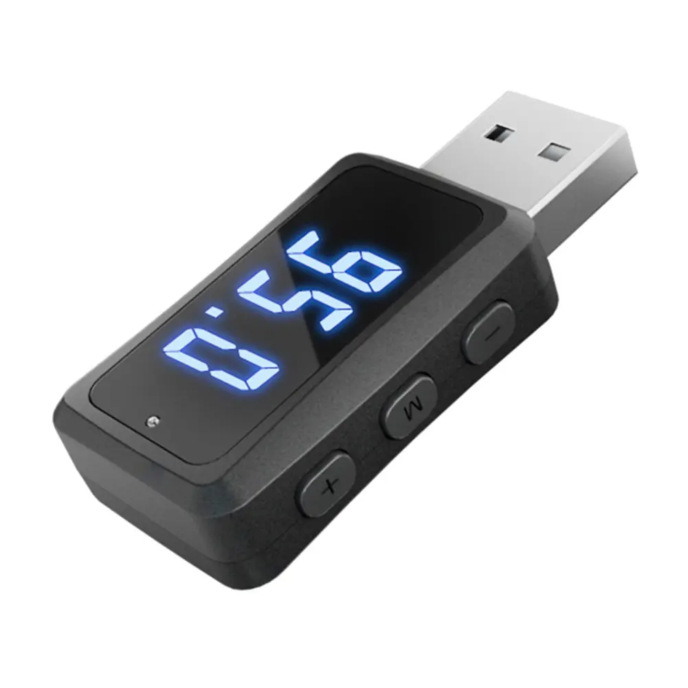 FM02 USB Wireless Receiver Transmitter Dongle Handsfree Call Wireless Audio Receiver Bluetooth-Compatible for Car FM Radio