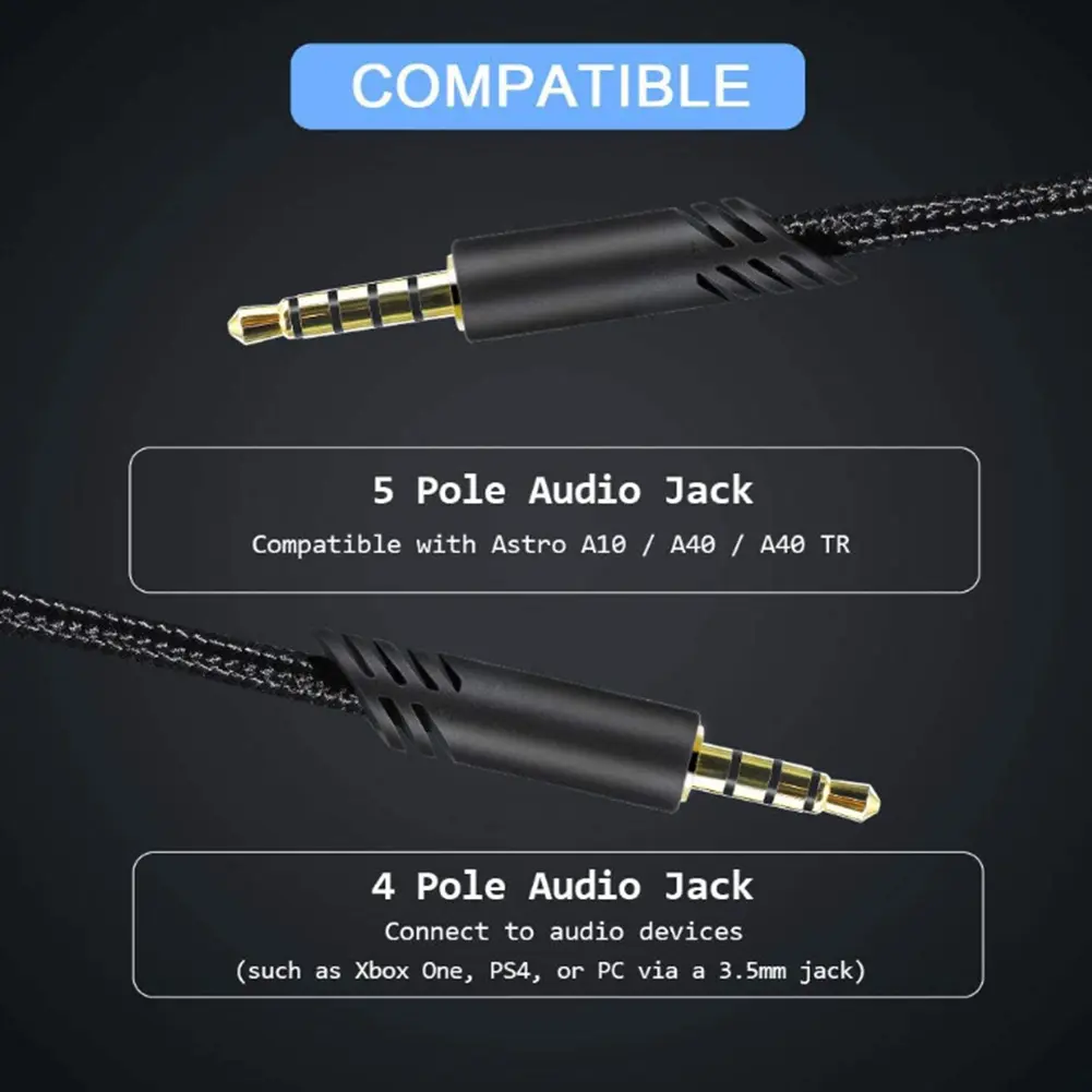 Audio Cable Inline Mute for Astro A10/A30/A40/A40TR/A50 Gaming Headphones Audio Line Console Cable Wire for PS5/PS4 Controller