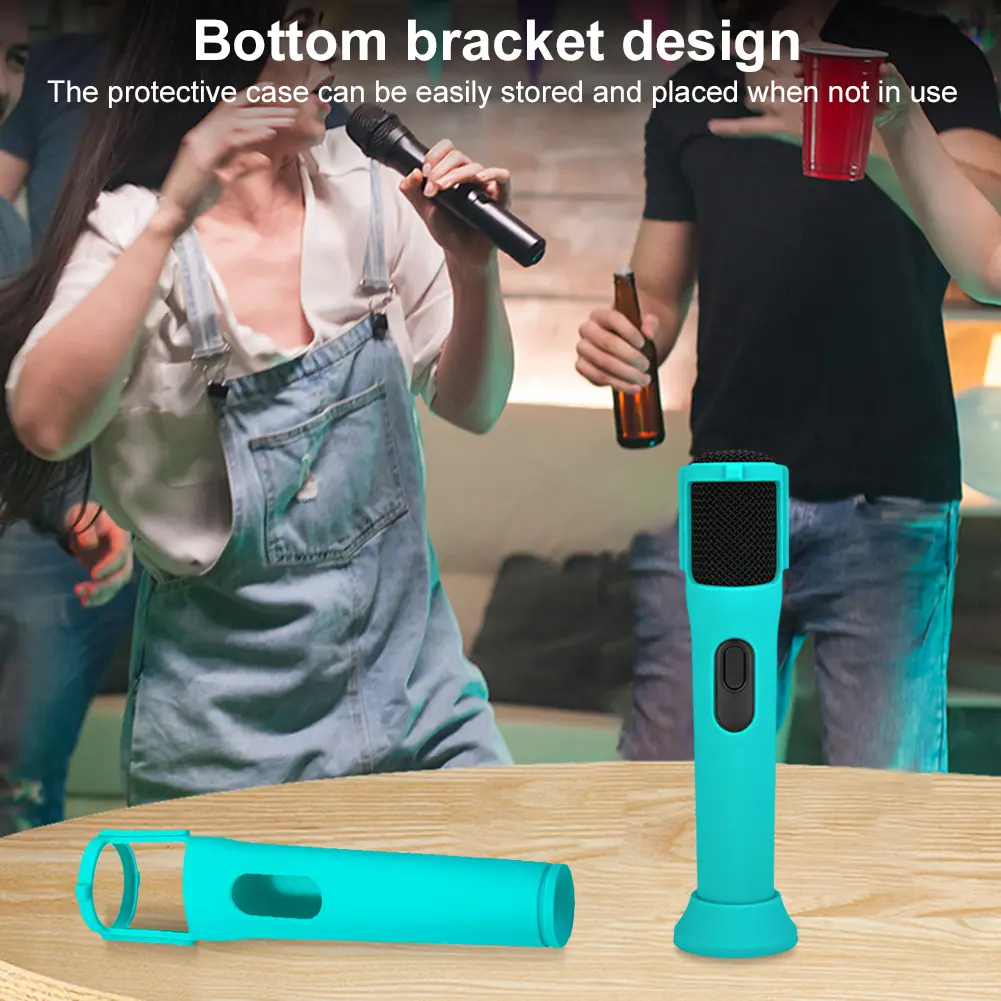 Silicone Case Anti-Rolling Protective Case Mic Sleeves Microphone Stand for JBL PartyBox Wireless Mic