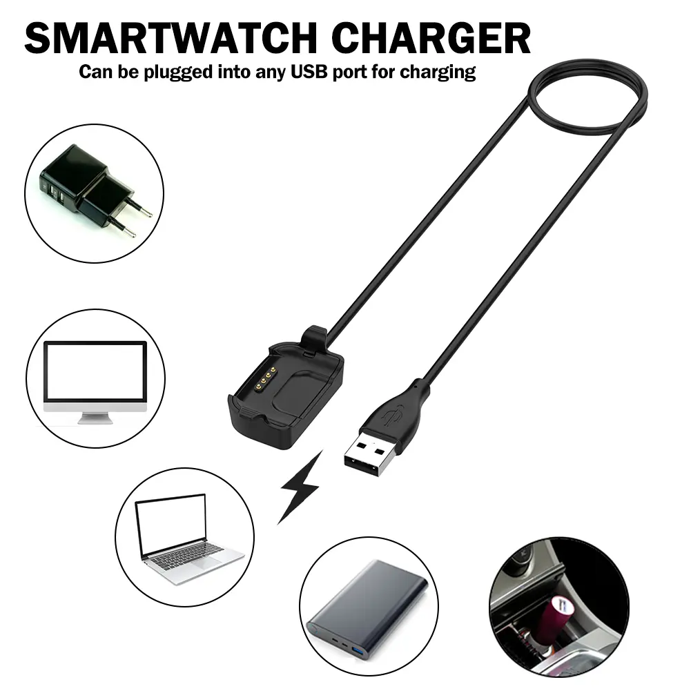 Smart Watch Charging Cable Replacement USB Charger Wire Anti-Scratch  Stand Up Carrying Case for YAMAY SW020 ID205