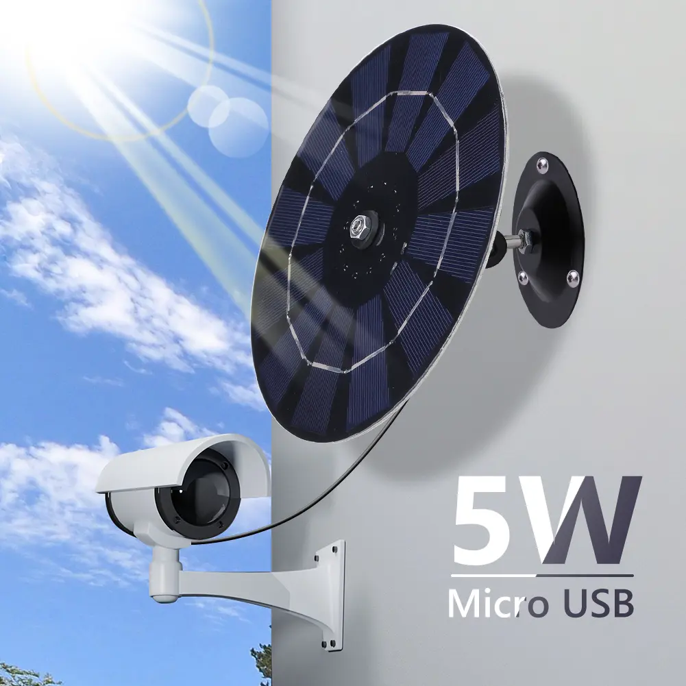 5W 5V IP Security Camera Charger 360 Adjustable Bracket Monocrystalline Solar Panel Kit Wall Mount for Doorbell Courtyard Lights