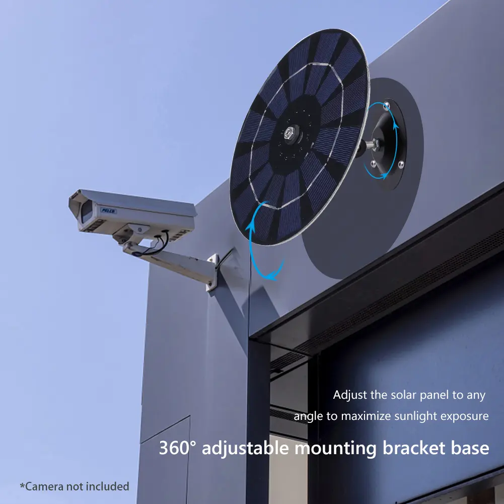 5W 5V IP Security Camera Charger 360 Adjustable Bracket Monocrystalline Solar Panel Kit Wall Mount for Doorbell Courtyard Lights