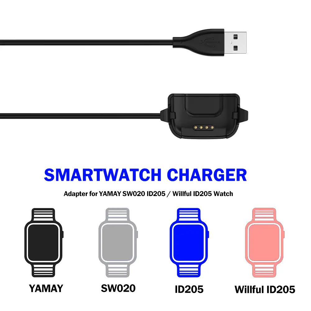 Smart Watch Charging Cable Replacement USB Charger Wire Anti-Scratch  Stand Up Carrying Case for YAMAY SW020 ID205
