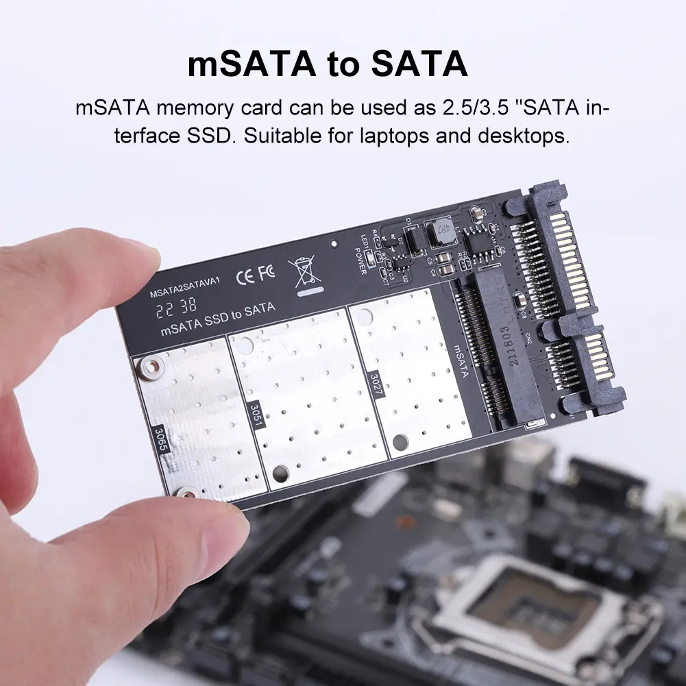 MSATA SSD To SATA Adapter Converter Card M.2 MSATA SSD To 2.5 SATA Adapter Add On Card for Laptop Desktop