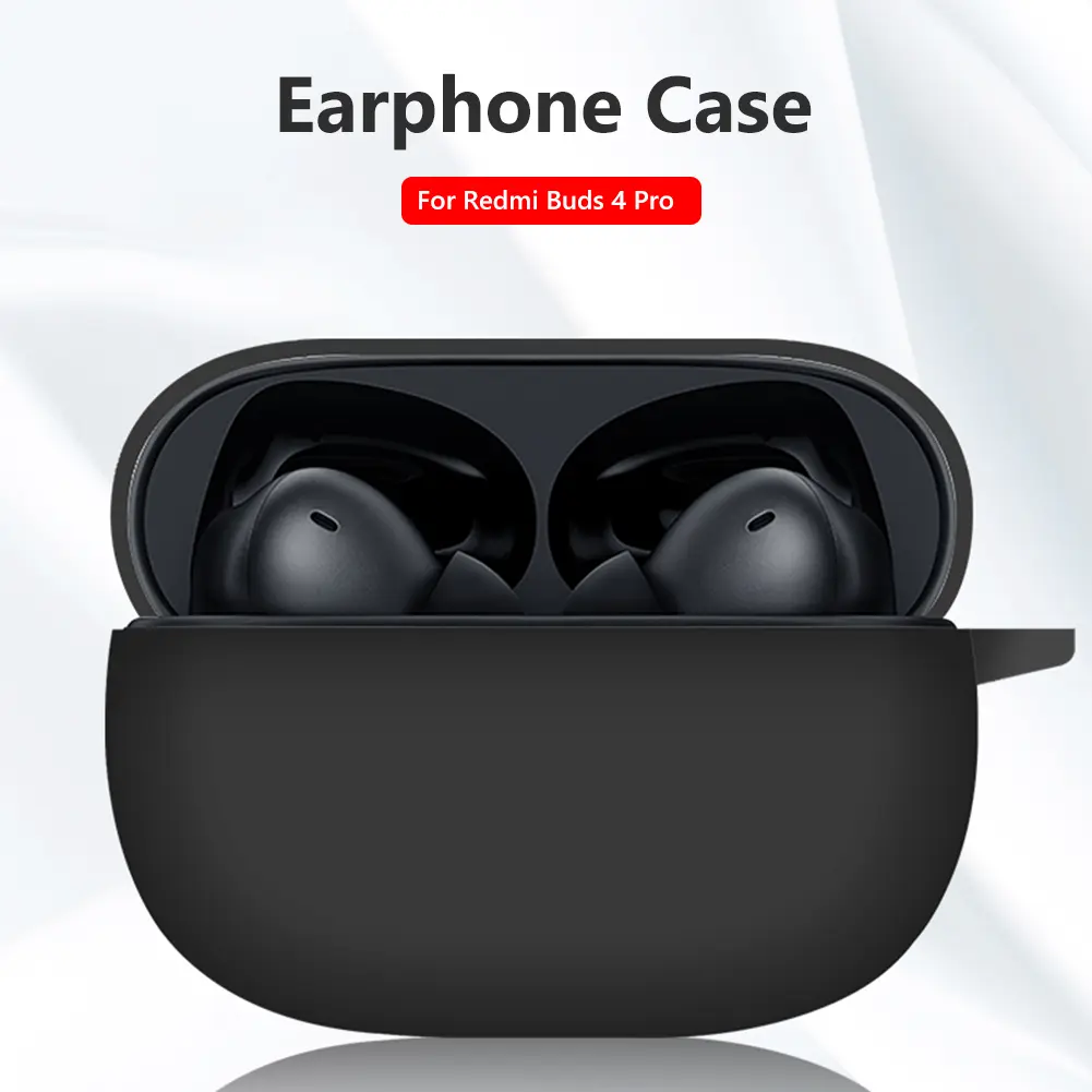 Soft Silicone / TPU Case for Redmi Buds 4 Pro Charging Box Holder Protective Earphone Headphones Full Cover with Hook