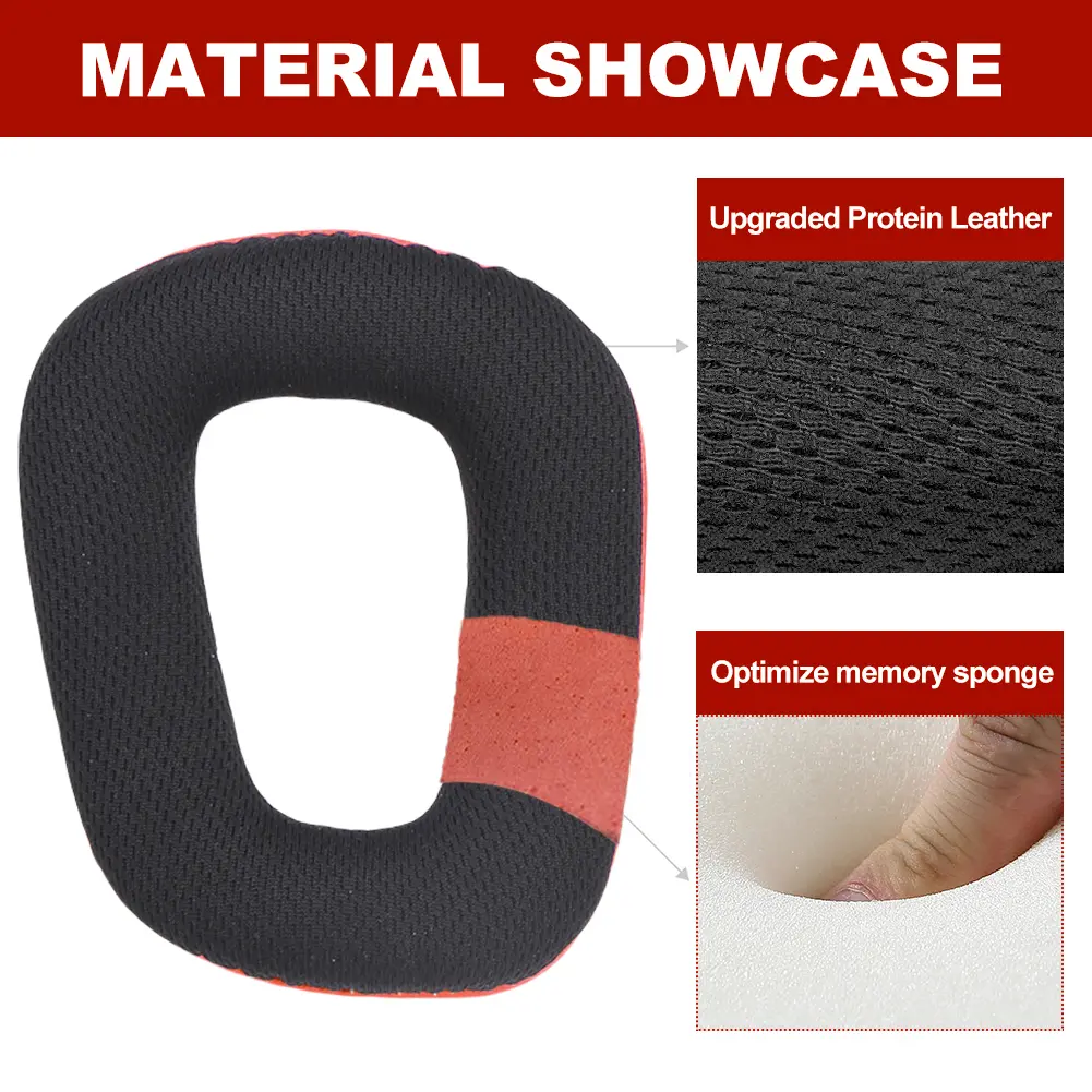 1 Pair Replacement Ear Cushion Memory Foam Earmuffs Protein Leather/Mesh Fabric Ear Cups Cover for Logitech G331 G231 G431 G432