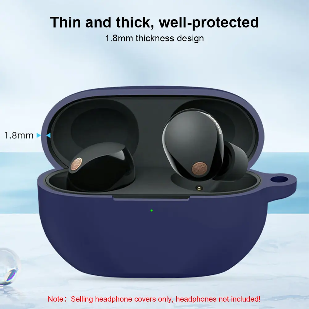 Silicone Earphone Headphones Cover With Hook Solid Color Wireless Headphones Cover Fall-protection Anti-loss for Sony WF-1000XM5