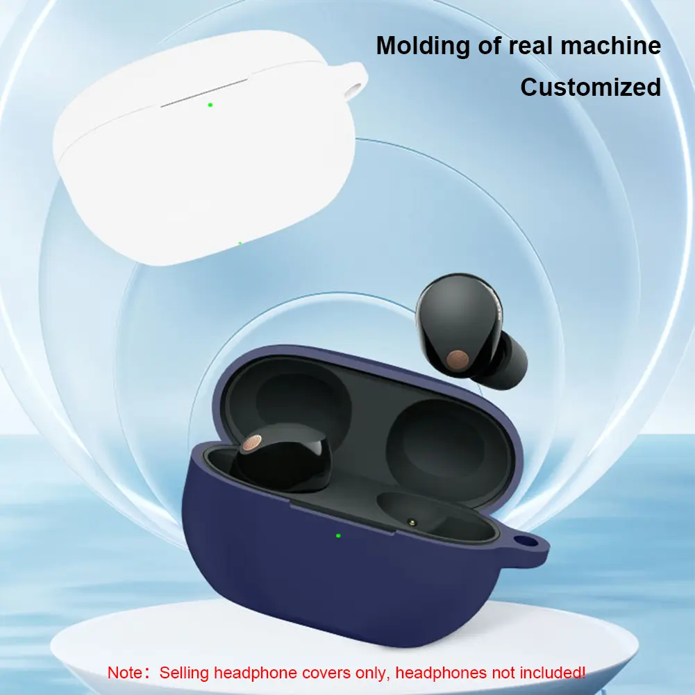 Silicone Earphone Headphones Cover With Hook Solid Color Wireless Headphones Cover Fall-protection Anti-loss for Sony WF-1000XM5