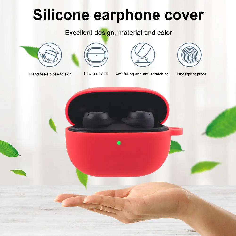 Silicone Headphone Box Case with Hook Portable Headphone Case Cover Replacement Accessories Anti Scratch for Redmi Buds 3 Lite