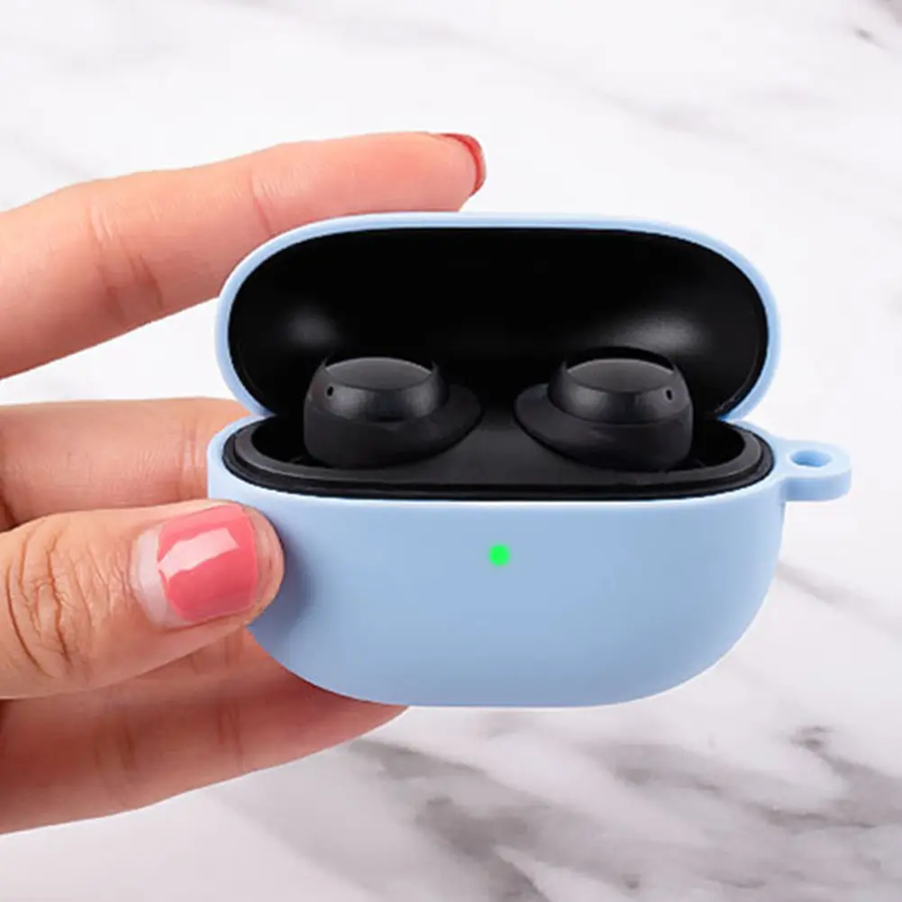 Silicone Headphone Box Case with Hook Portable Headphone Case Cover Replacement Accessories Anti Scratch for Redmi Buds 3 Lite