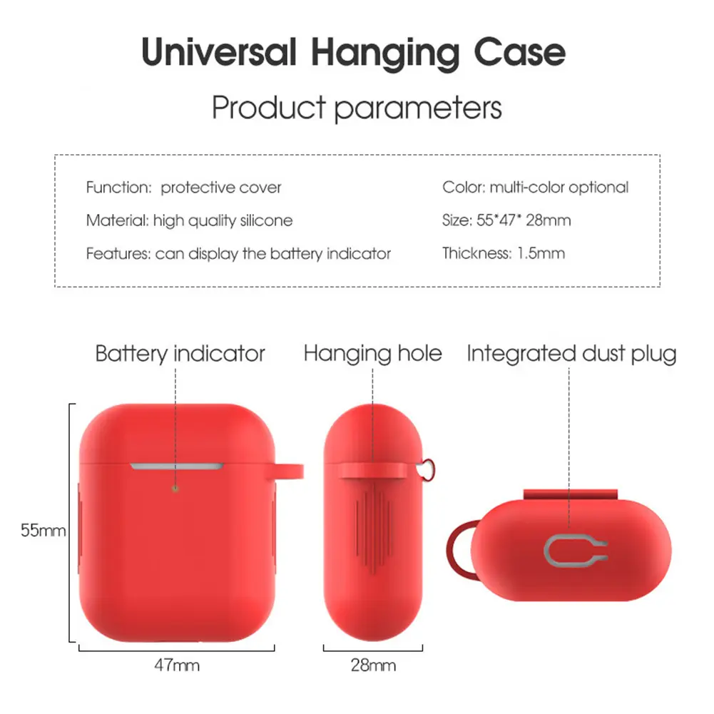 Silicone Earbuds Case for Apple Airpods 1/2 Protective Case Bluetooth-compatible Wireless Earphone Cover