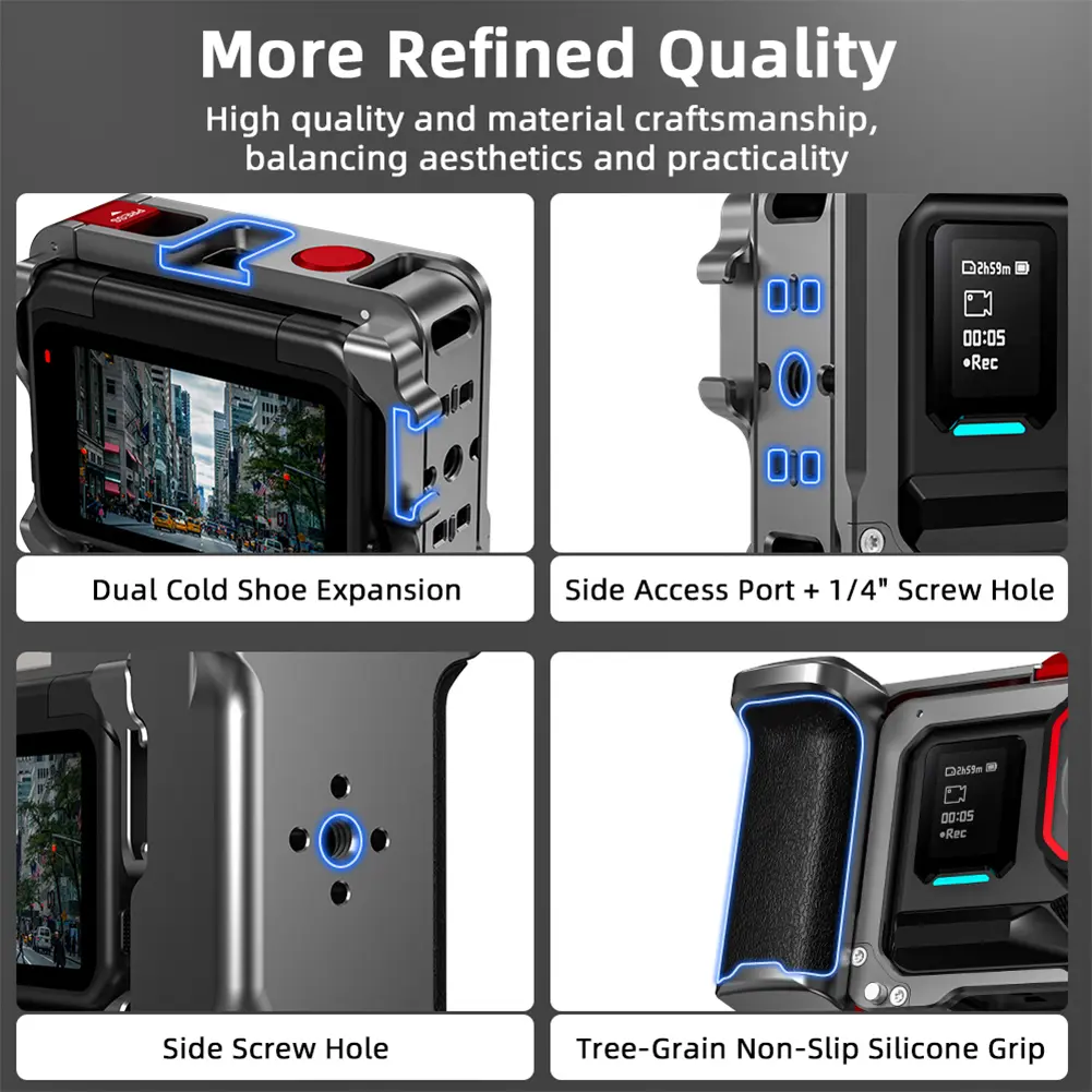 For Insta360 Ace Pro/2 Ergonomic Action Camera Cage Wear Resist Comfortable Grip Camera Frame Anti-Fall Camera Expand Accessory