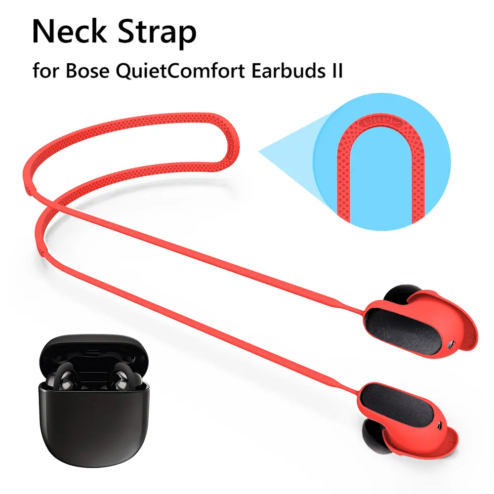 Soft Silicone Neck Strap Cord Accessories Waterproof Headset Hanging Neck Rope Sports Equipment for Bose QuietComfort Earbuds II