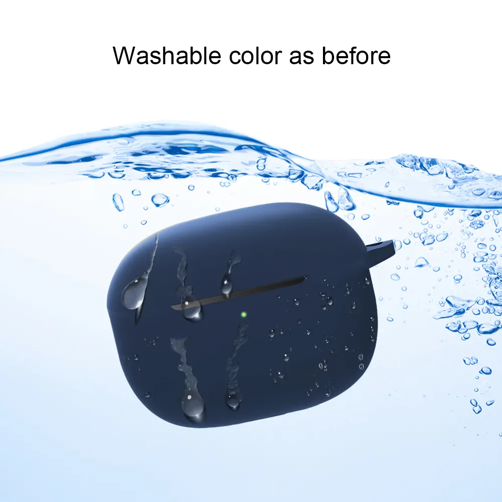 Liquid Silicone Headphone Holder Case with Metal Hook Portable Headphone Box Case All Inclusive Anti Shock for Redmi Buds 3 Lite