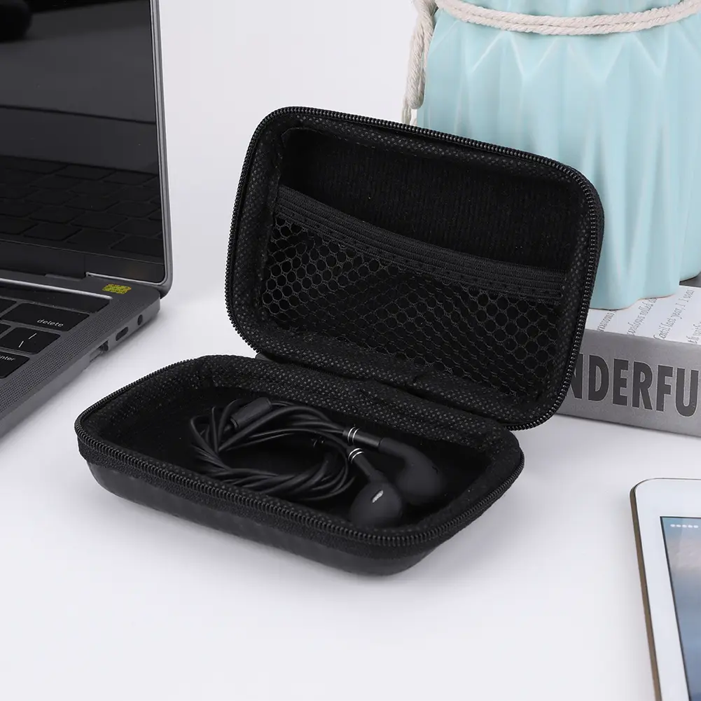Mini Portable Storage Bag Pouch Shockproof Carrying Bag with Mesh Pocket Zipper Earphone Case Earphone Accessories