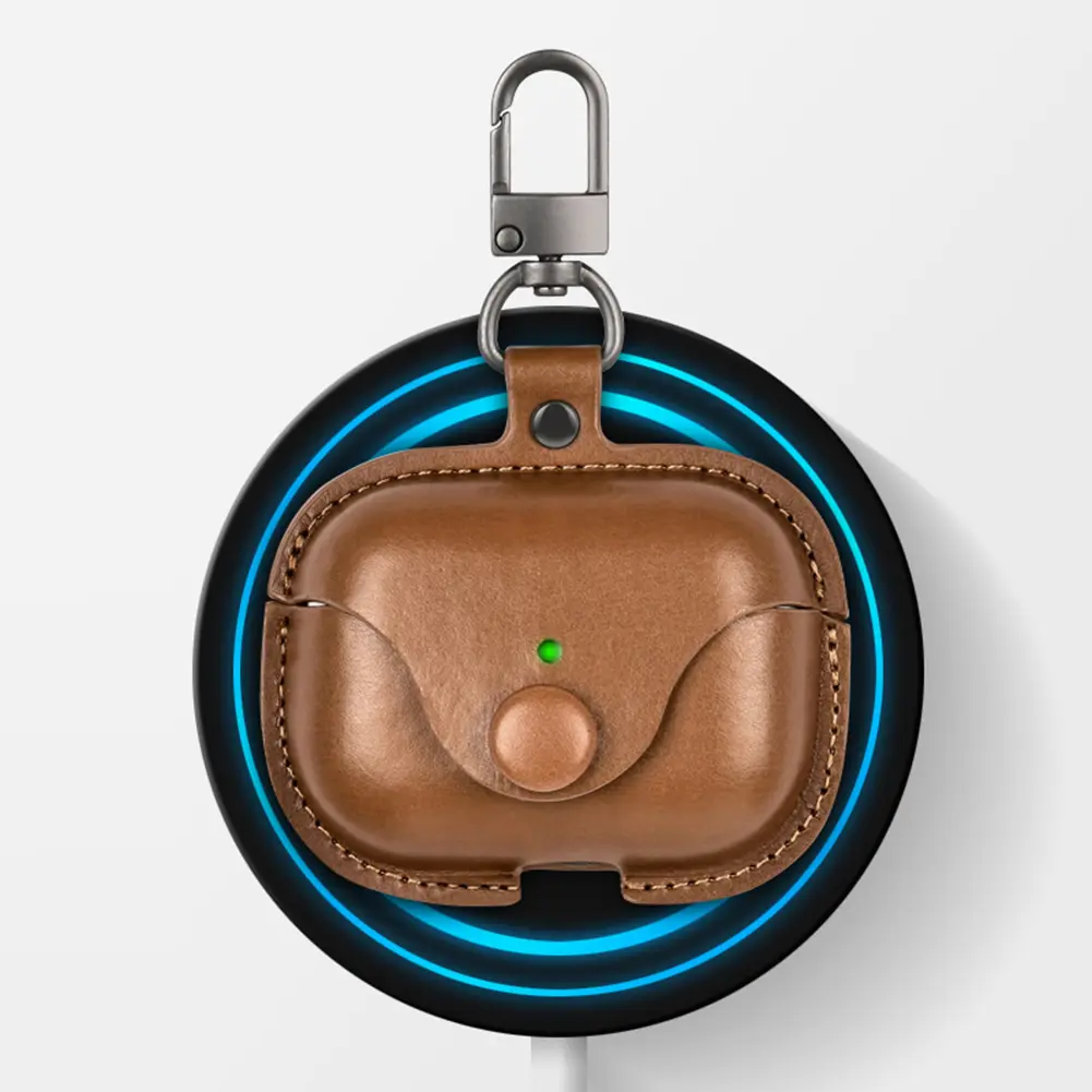For AirPods 4 Leather Case Leather Case Cover with Keychain Business Earphone Cases for Apple AirPods 4 Generation 2024 Cover