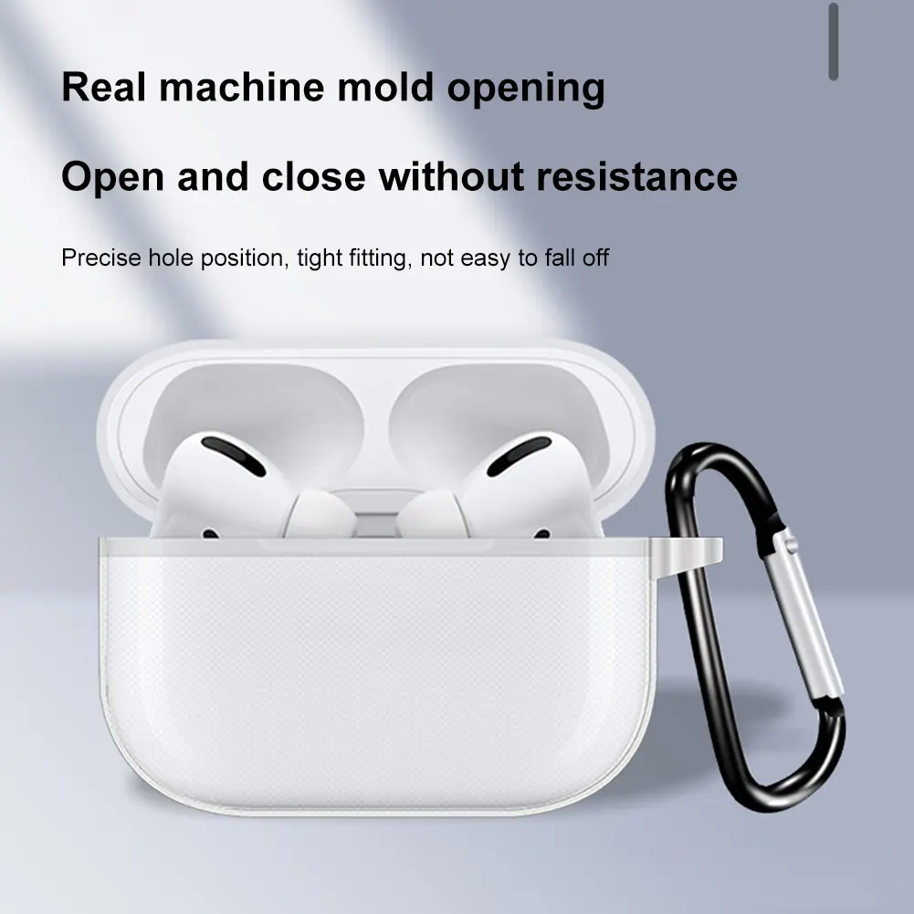 Earphone Protective Case Anti-drop Transparent Protective Sleeve Protector Waterproof with Hook for Apple Airpods Pro 2