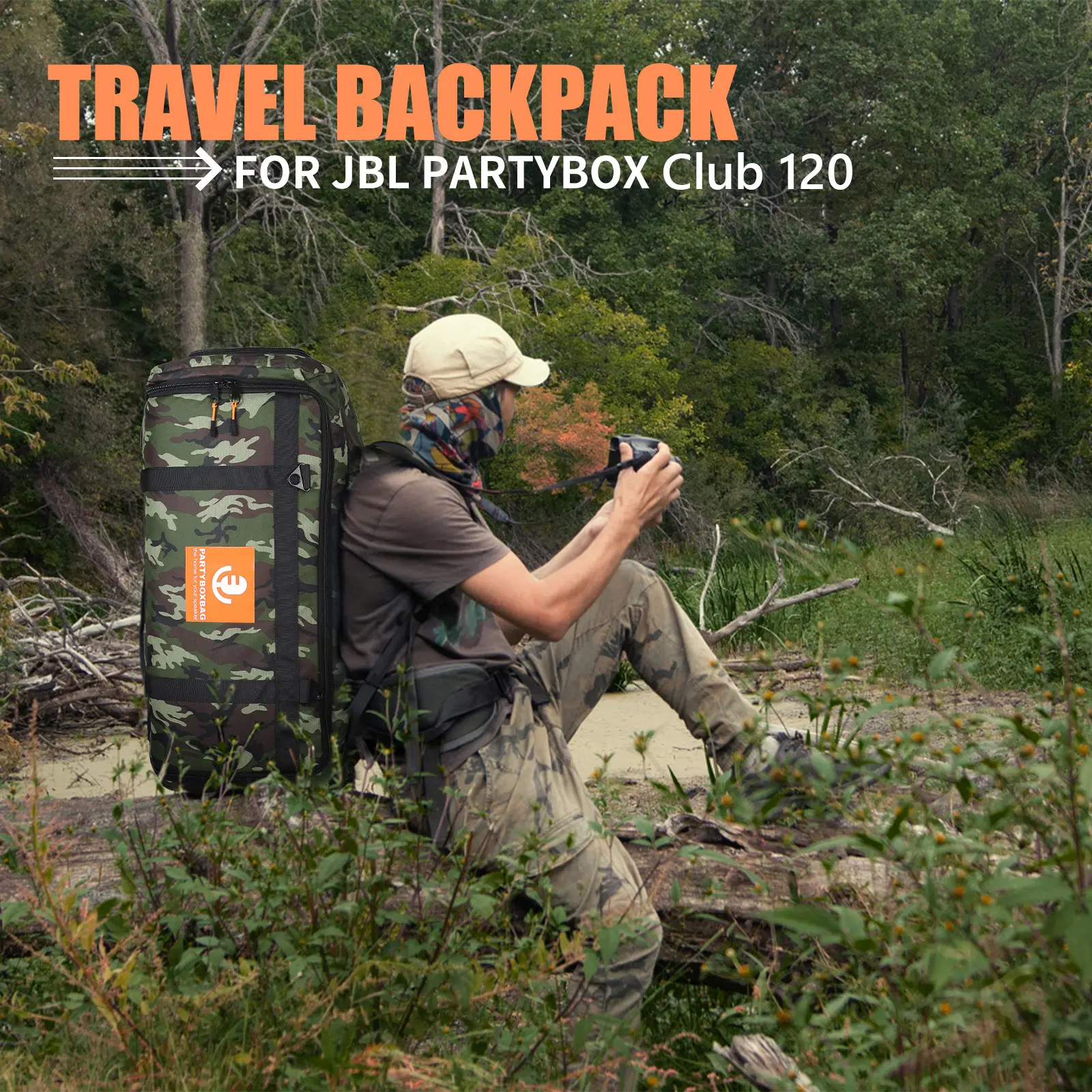Speaker Bag Waterproof Travel Carrying Case Adjustable Strap Portable Carry Tote Bag Backpack for JBL Partybox Club 120