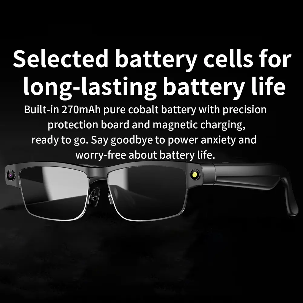 AI BT Glasses Voice Assistant Translation Glasses Built-in Mic & Speakers Camera Glasses for Office Music Answering Calls