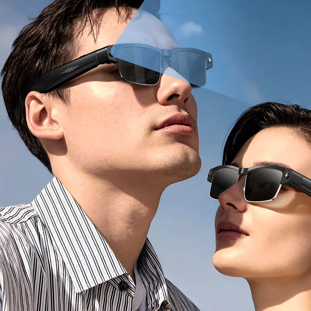 AI BT Glasses Voice Assistant Translation Glasses Built-in Mic & Speakers Camera Glasses for Office Music Answering Calls