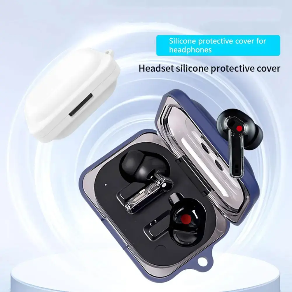 Silicone Earphone Case Cover Shockproof Protective Skin Sleeve Anti Drop Dustproof with Carabiner for Nothing Ear (a) Headphones