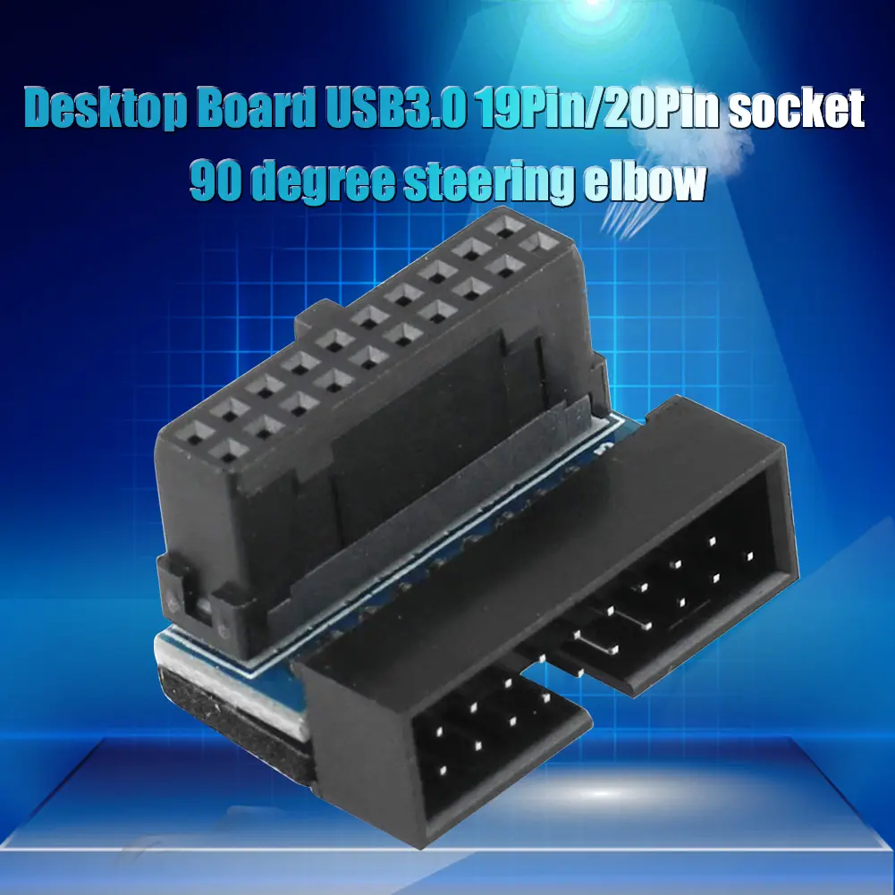 USB 3.0 20 Pin Male to 20 Pin Female Extension Adapter 90 Degree for Motherboard