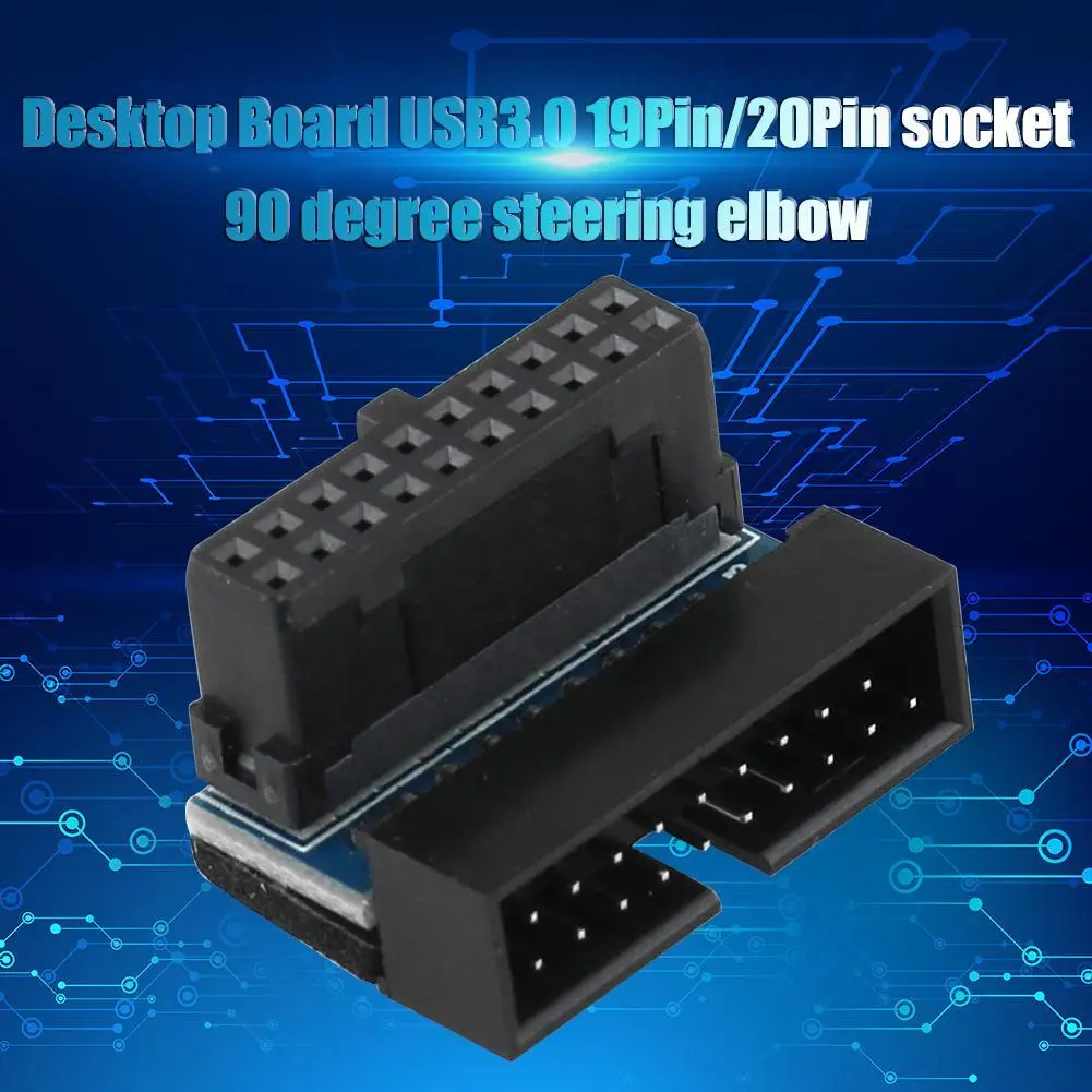 USB 3.0 20 Pin Male to 20 Pin Female Extension Adapter 90 Degree for Motherboard