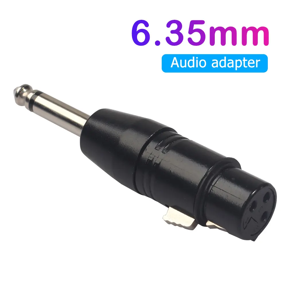XLR 3-Pin Female to 6.35mm Mono Male Plug Audio Jack Adapter Connector Converter