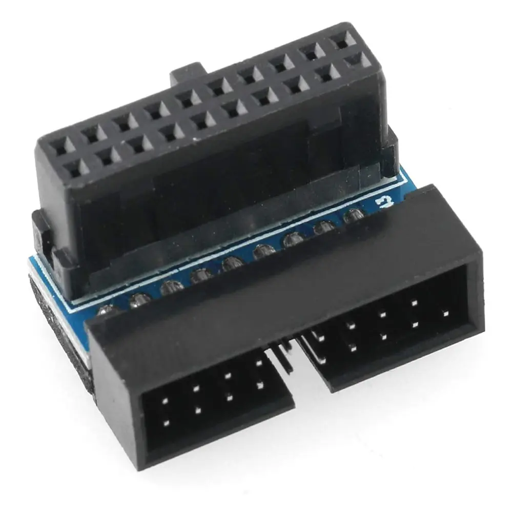 USB 3.0 20 Pin Male to 20 Pin Female Extension Adapter 90 Degree for Motherboard