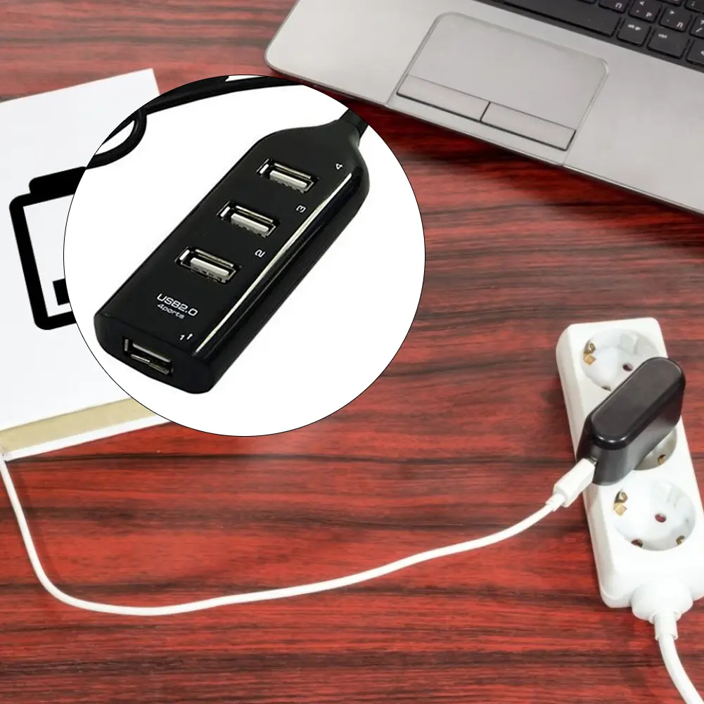 USB Hub 4 Port USB 2.0 Splitter with 0.5m Cable for PC Flash Drive Mobile HDD