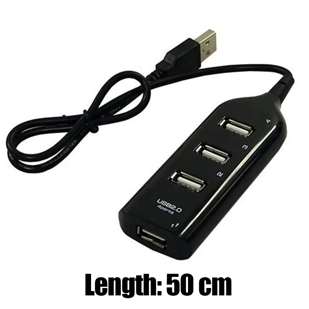 USB Hub 4 Port USB 2.0 Splitter with 0.5m Cable for PC Flash Drive Mobile HDD