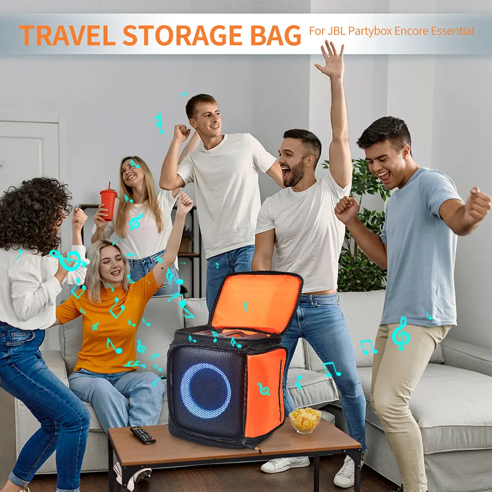 Waterproof Speaker Bags Large Capacity Storage Bag Organizer with Adjustable Strap Accessories for JBL PartyBox Encore Essential