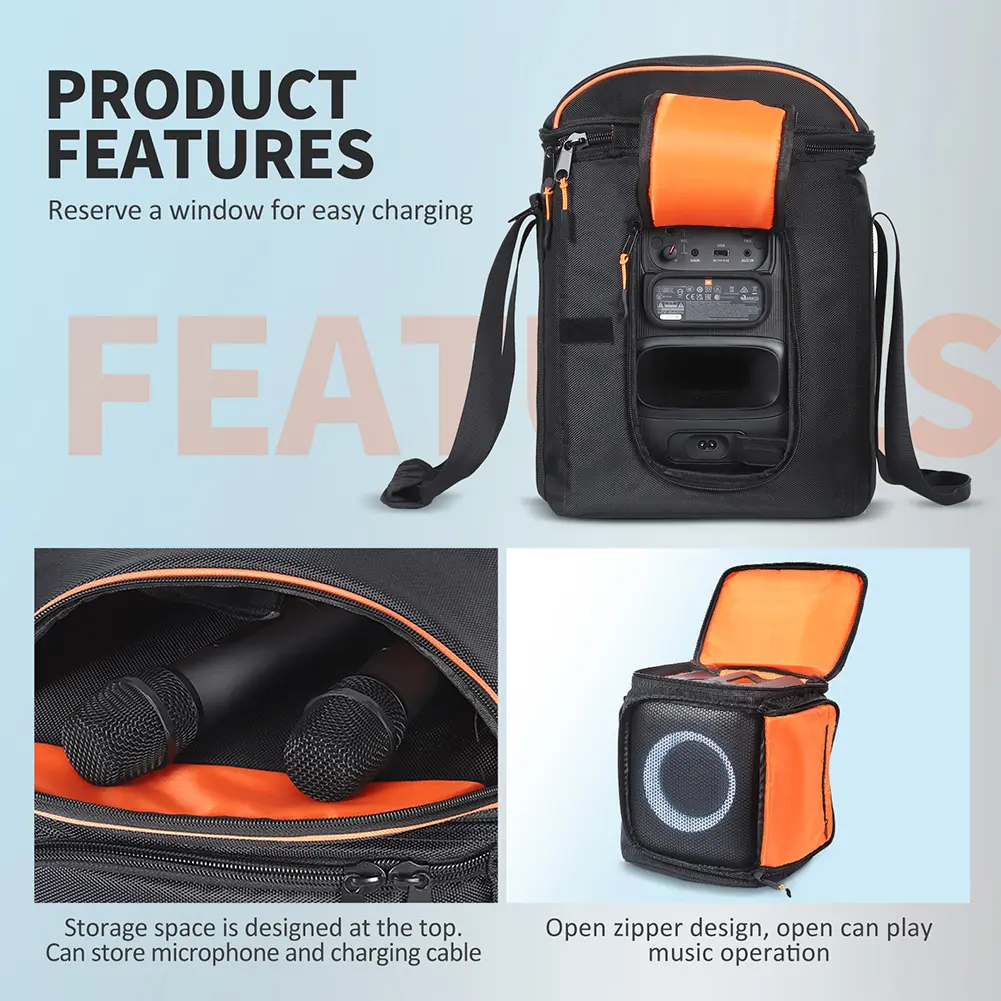 Waterproof Speaker Bags Large Capacity Storage Bag Organizer with Adjustable Strap Accessories for JBL PartyBox Encore Essential