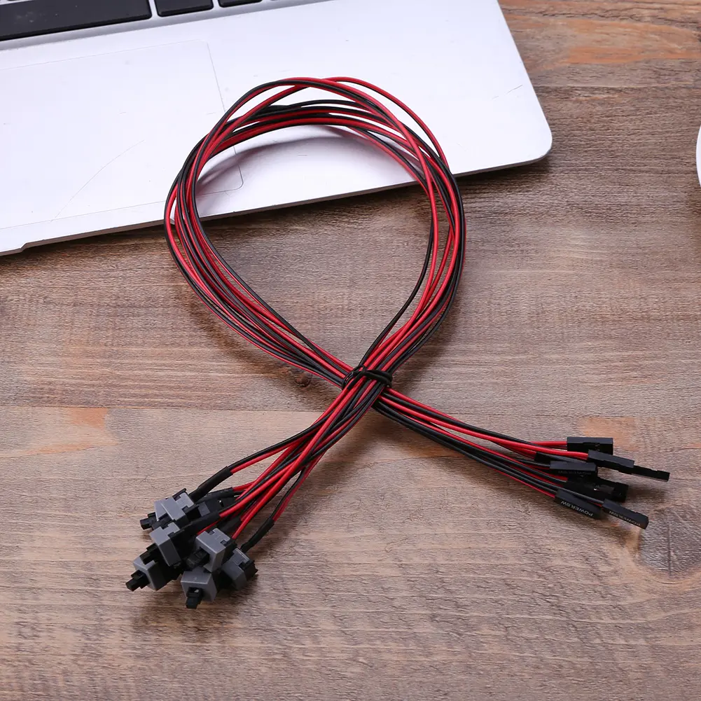 10 PCS 2 Pin SW PC Desktop Power Cable Power Line Motherboard Replacement On/Off Button Switchs Cord