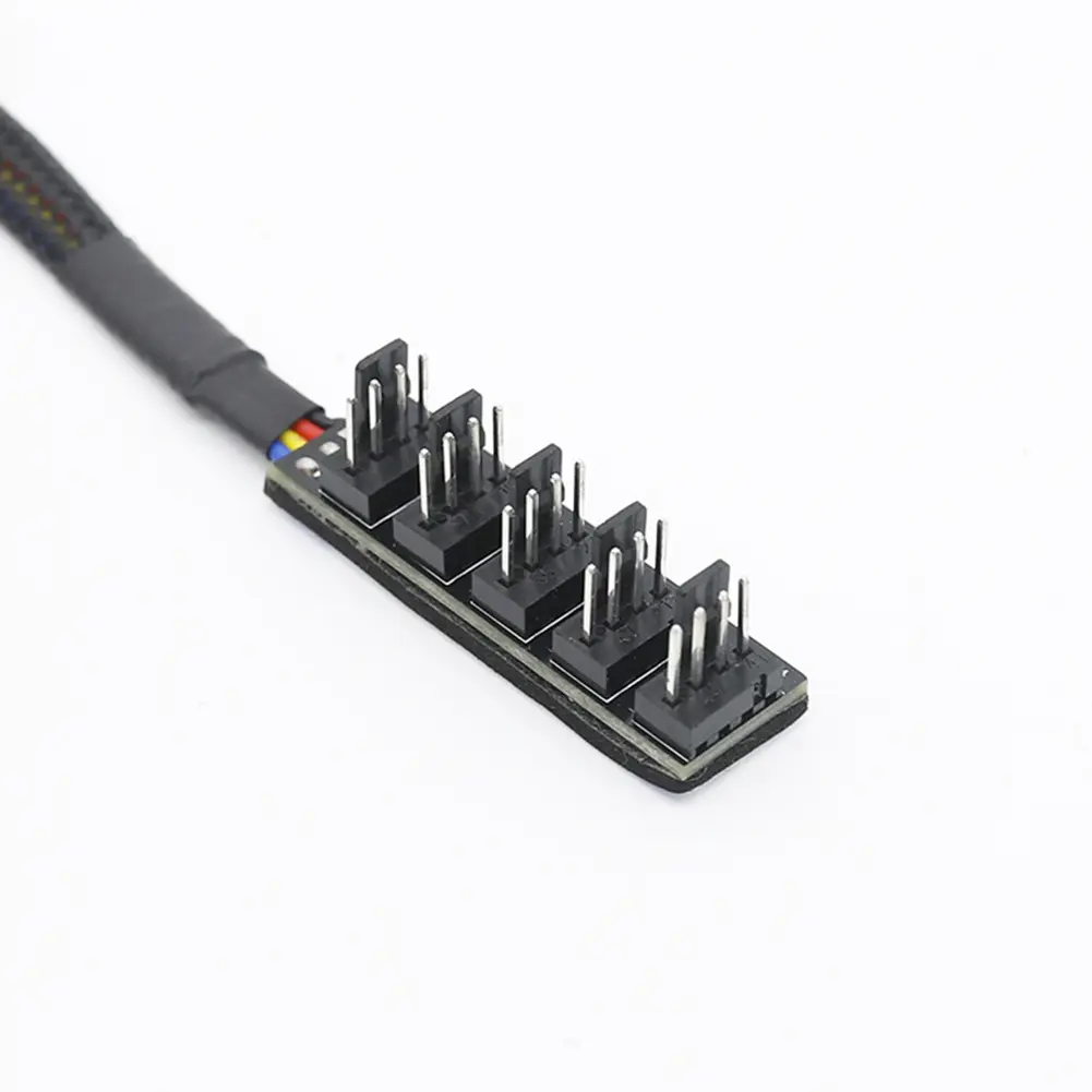 1 to 5 Way 4-Pin PWM CPU Cooler Fan PC Case Fan Sleeved Power Cable Hub Splitter