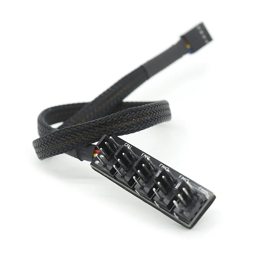 1 to 5 Way 4-Pin PWM CPU Cooler Fan PC Case Fan Sleeved Power Cable Hub Splitter