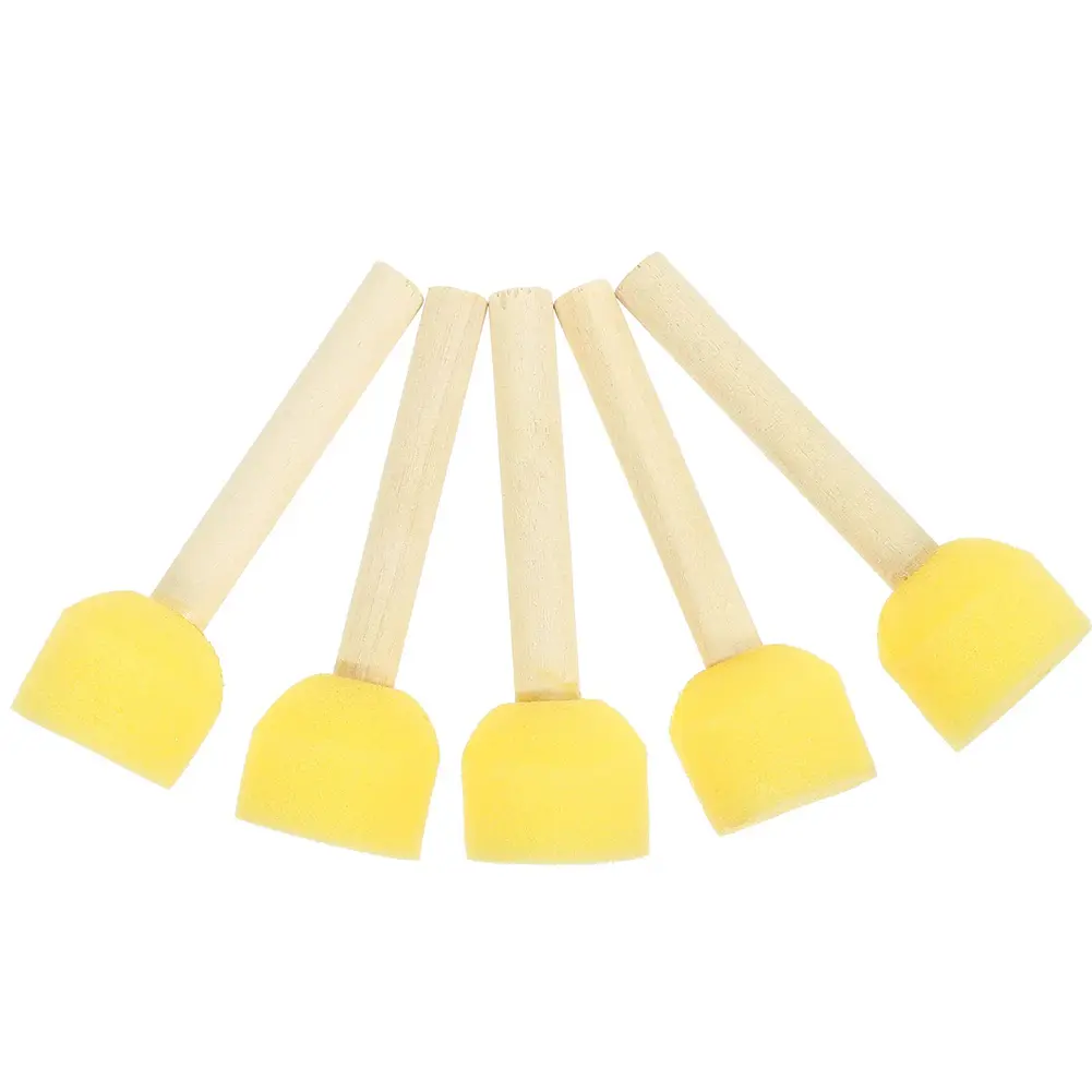 5Pcs Sponge Stamps Sponge Stencil Brush Round Sponge Foam Brushes Multifunctional Wooden Handle Painting Brushes for Adults