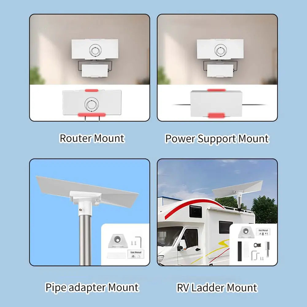 1 Set For Starlink Gen 3 Pipe Adapter 88° Adjustable Round Tube Adapter Roof Wall Mount Wall Installed Connect Rod Mount
