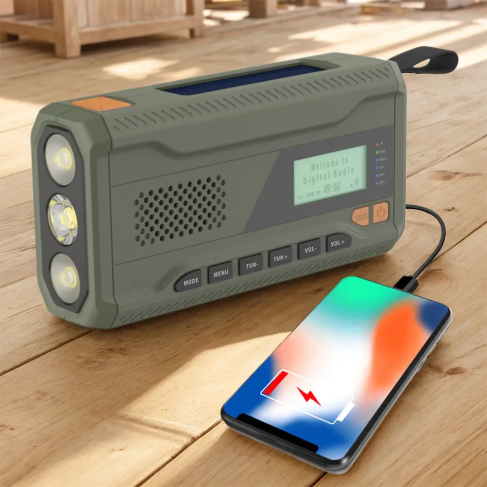Hand Crank Radio with Flashlight BT Speaker Emergency Weather Radio Rechargeable for Emergency Camping Storm Survival