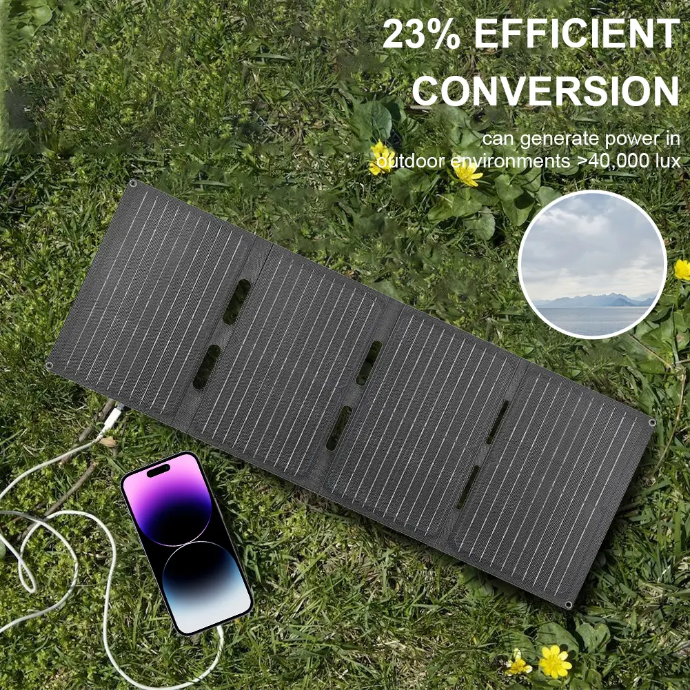 60W Folding Solar Panel IP65 Waterproof Foldable Solar Charger Battery Charger for Cell Phone Laptop Backpacking Camping Hiking