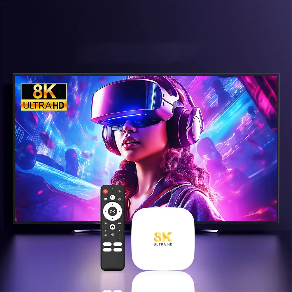 Android 14 Smart TV Box Wifi6 BT5.4 Media Player 8K Set Top Box with Remote Android Box