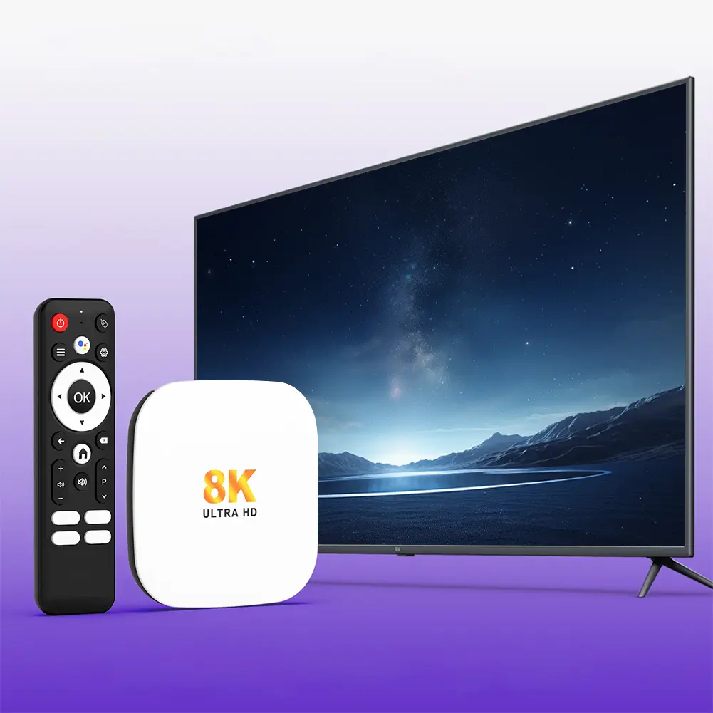 Android 14 Smart TV Box Wifi6 BT5.4 Media Player 8K Set Top Box with Remote Android Box