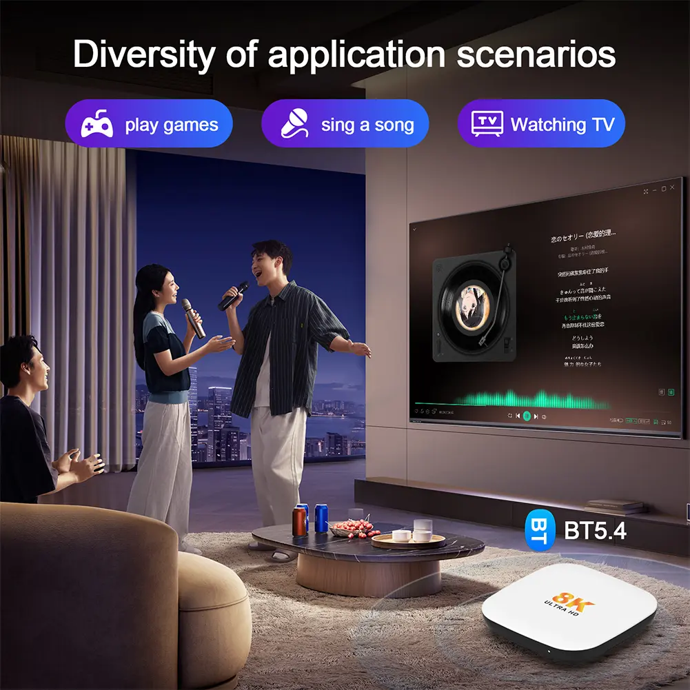 Android 14 TV Box 8K Media Player with Remote Set Top Box Android Box